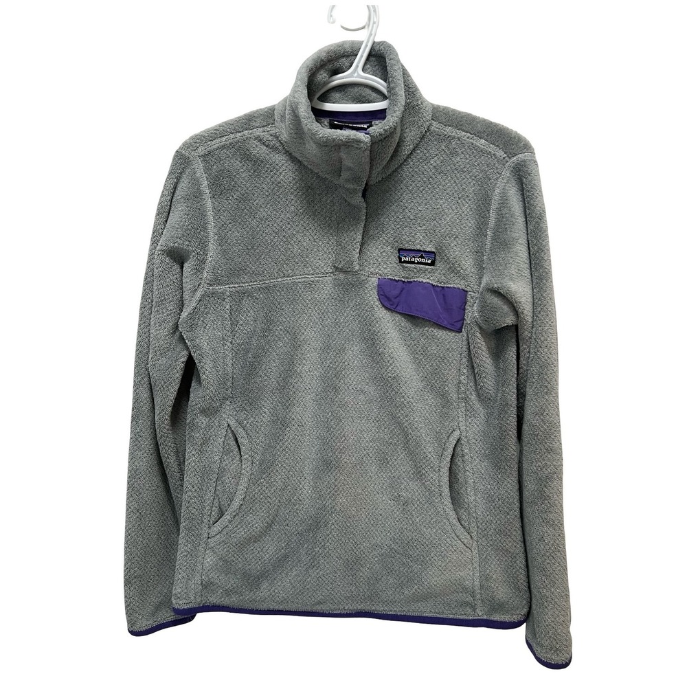 Patagonia Re-Tool Snap-T Fleece Pullover Gray Purple Medium 25442